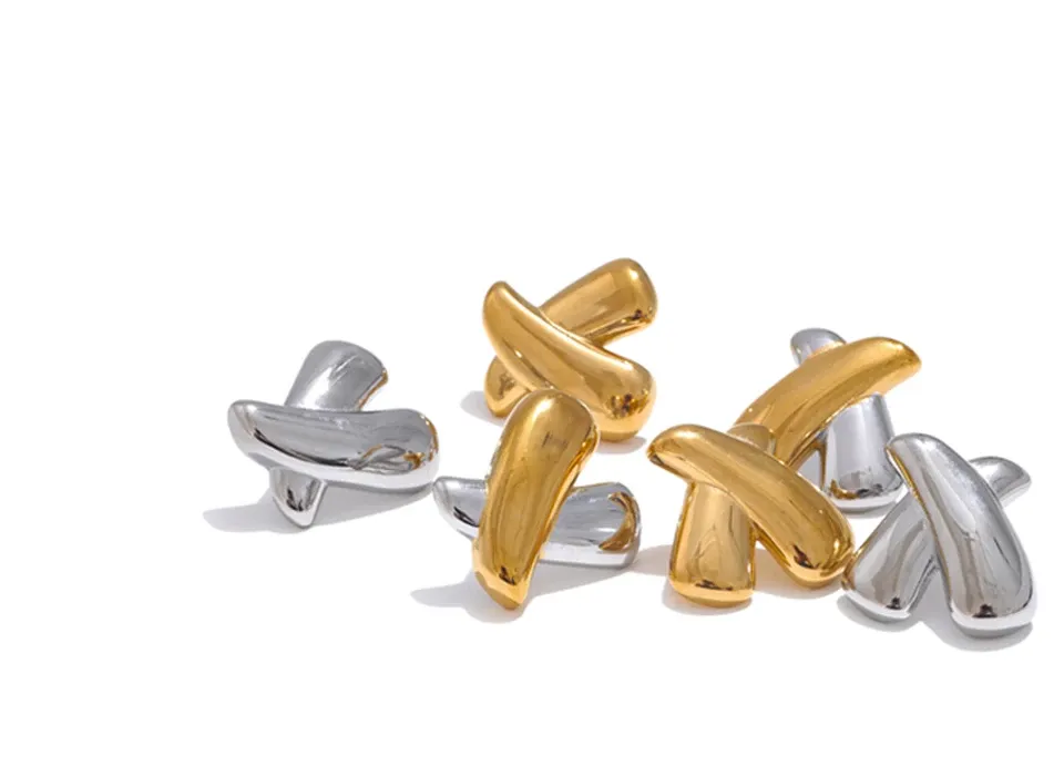 Yhpup X-Shape Stainless Steel Stud Earrings