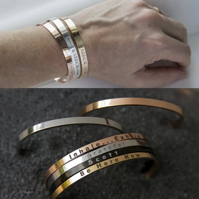 Vnox Engraved Stainless Steel Cuff Bangle for Men and Women