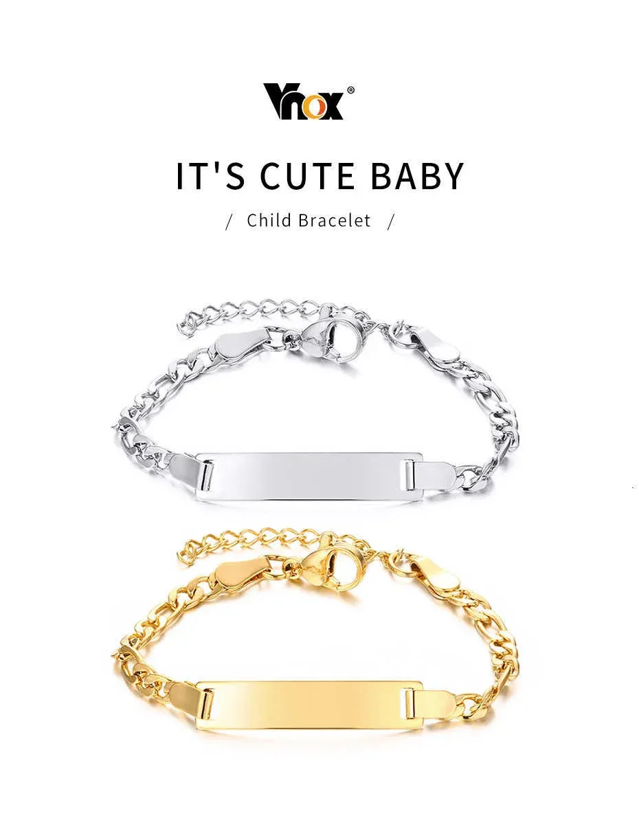 Vnox Custom Baby Name Chain Bracelet in Gold-Tone Stainless Steel