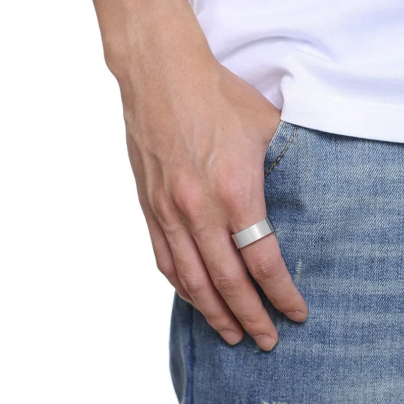 Vnox Personalized 8mm Stainless Steel Men’s Wedding Band