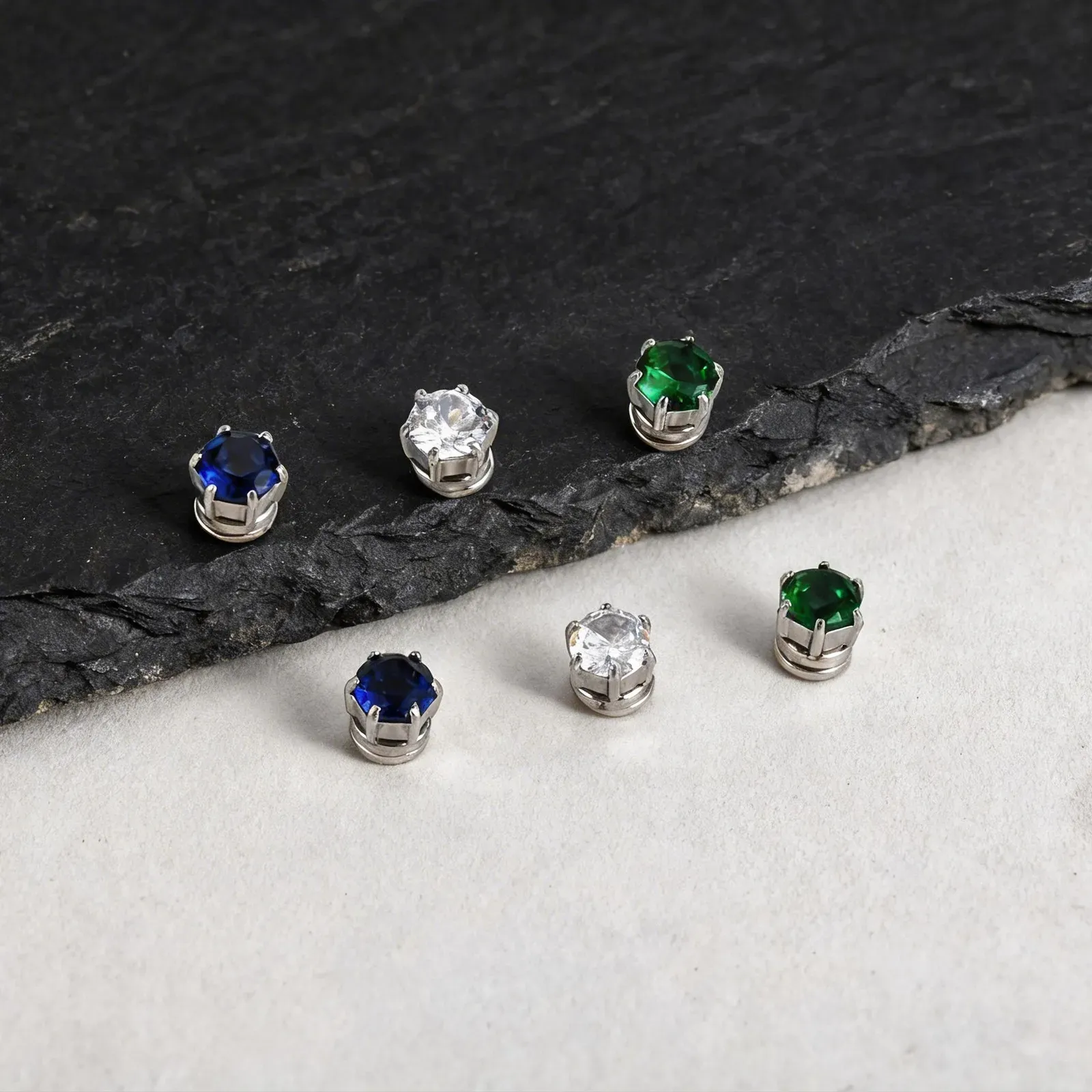 Vnox Six-Claw Zircon Magnetic Clip Earrings