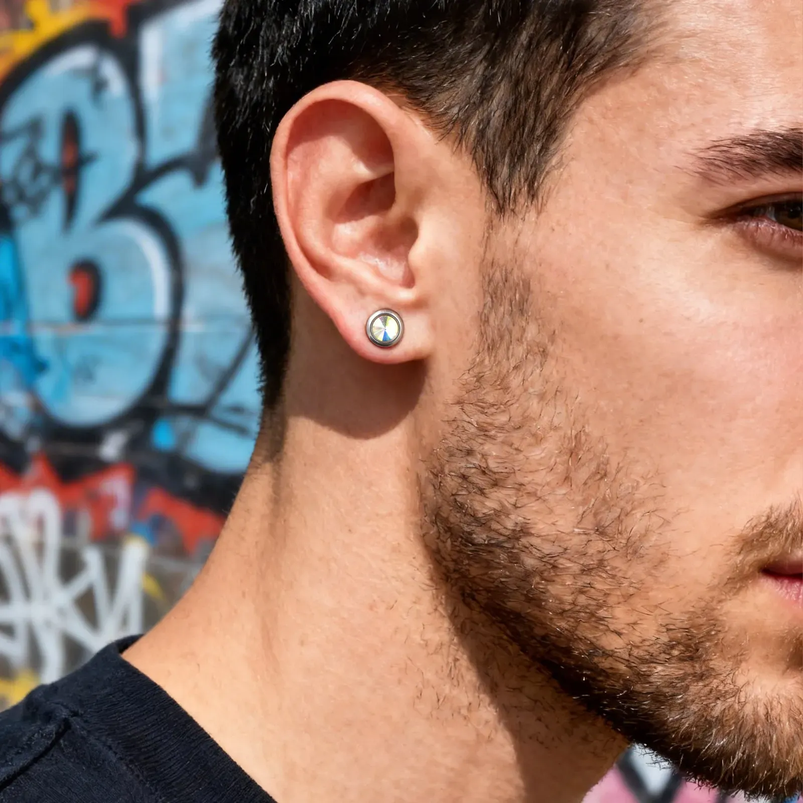 Vnox Magnetic Zircon Clip Earrings for Men