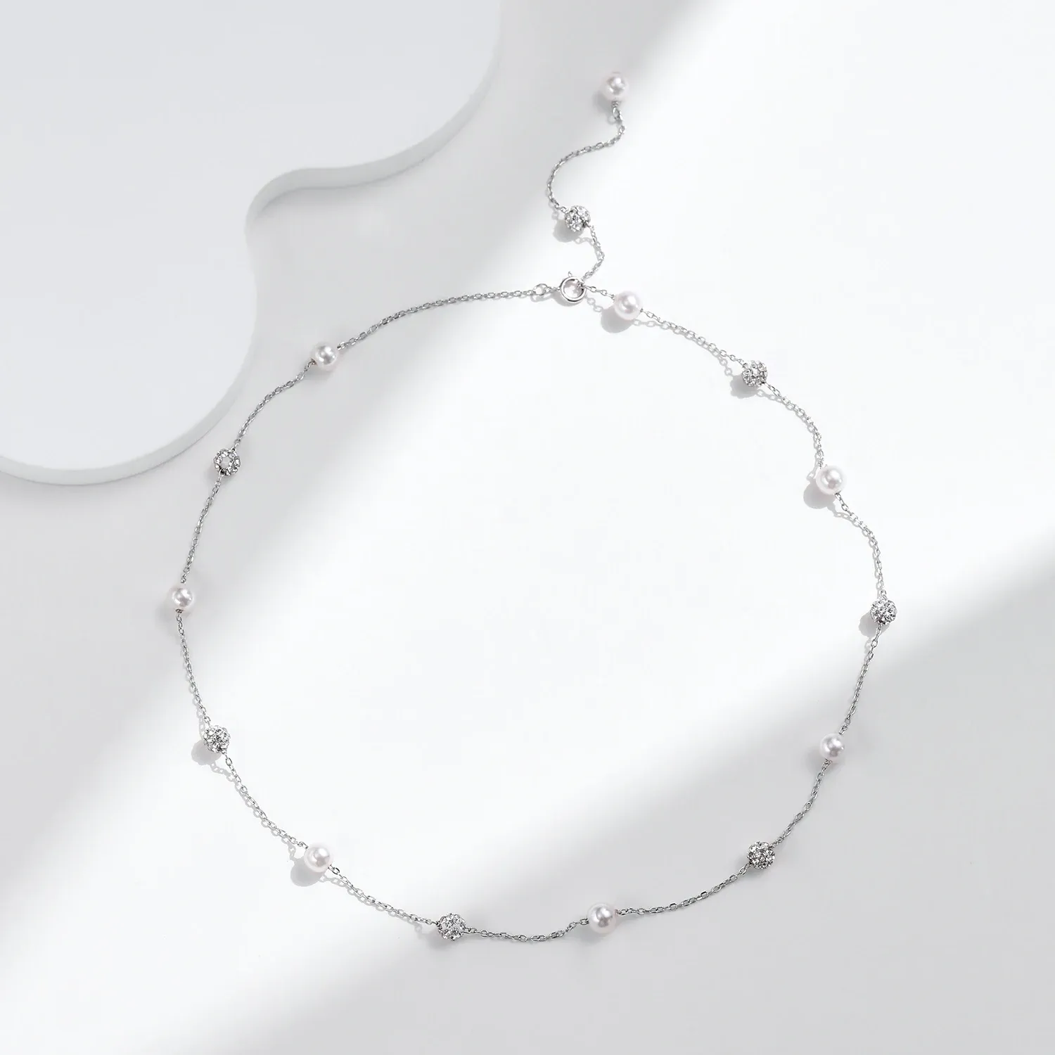 MODIAN 925 Sterling Silver Zircon Y-Shaped Choker Necklace