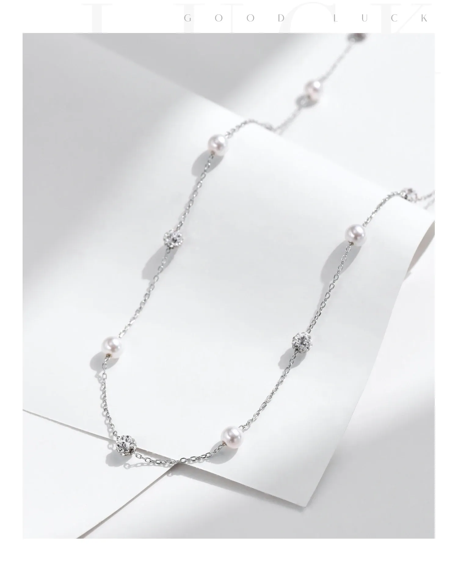 MODIAN 925 Sterling Silver Zircon Y-Shaped Choker Necklace