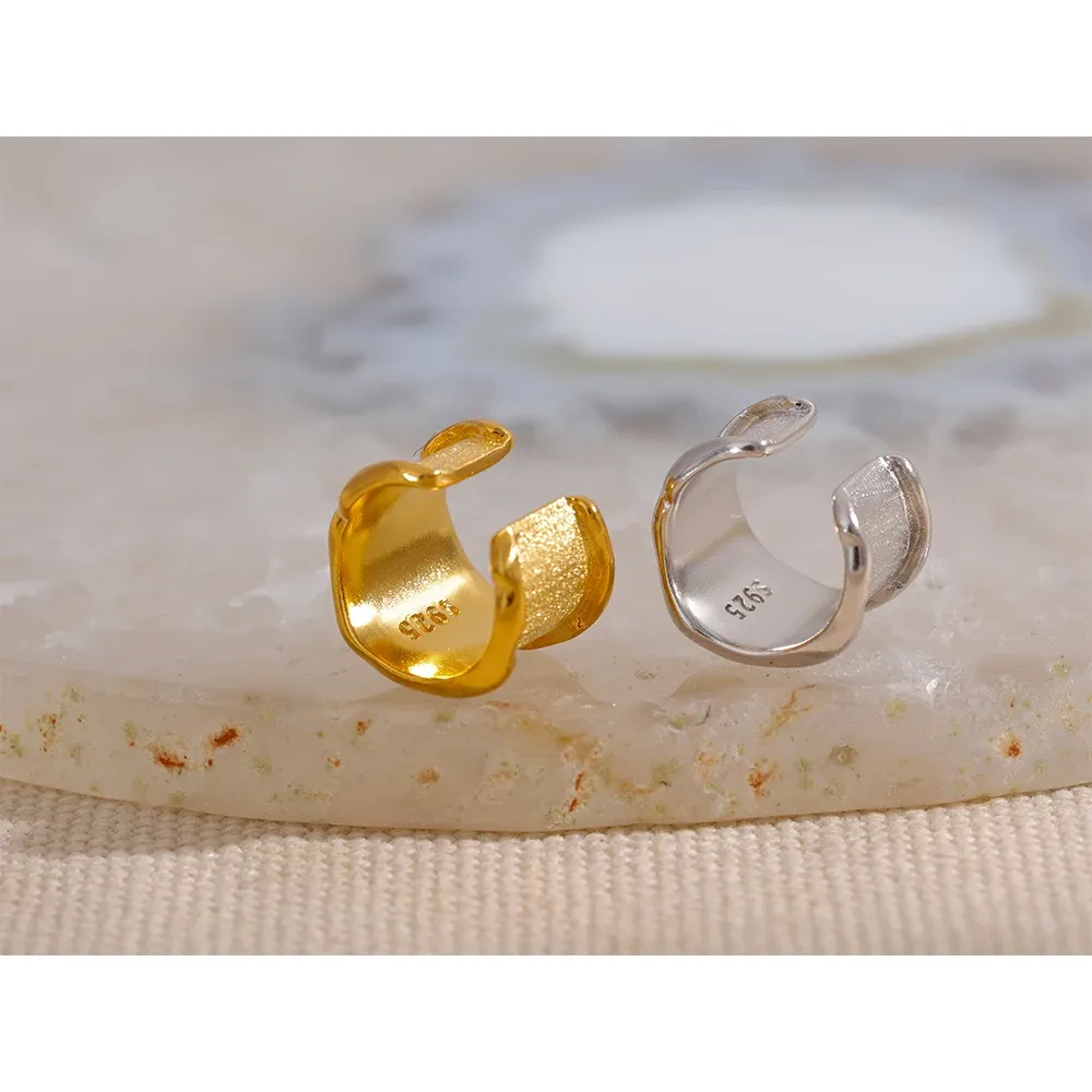 Yhpup Sterling Silver Geometric Ear-Cuff Clip