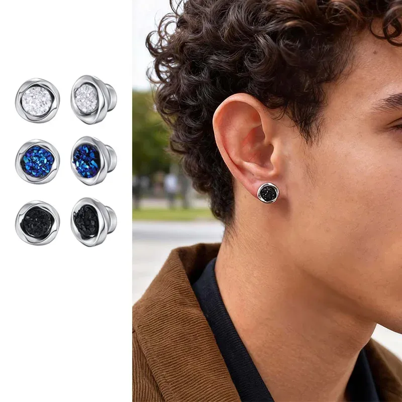 Vnox Silver Zircon Mobius Clip Earrings