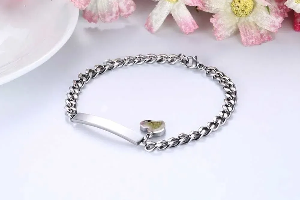 Vnox Personalized Heart ID Bracelet in Stainless Steel