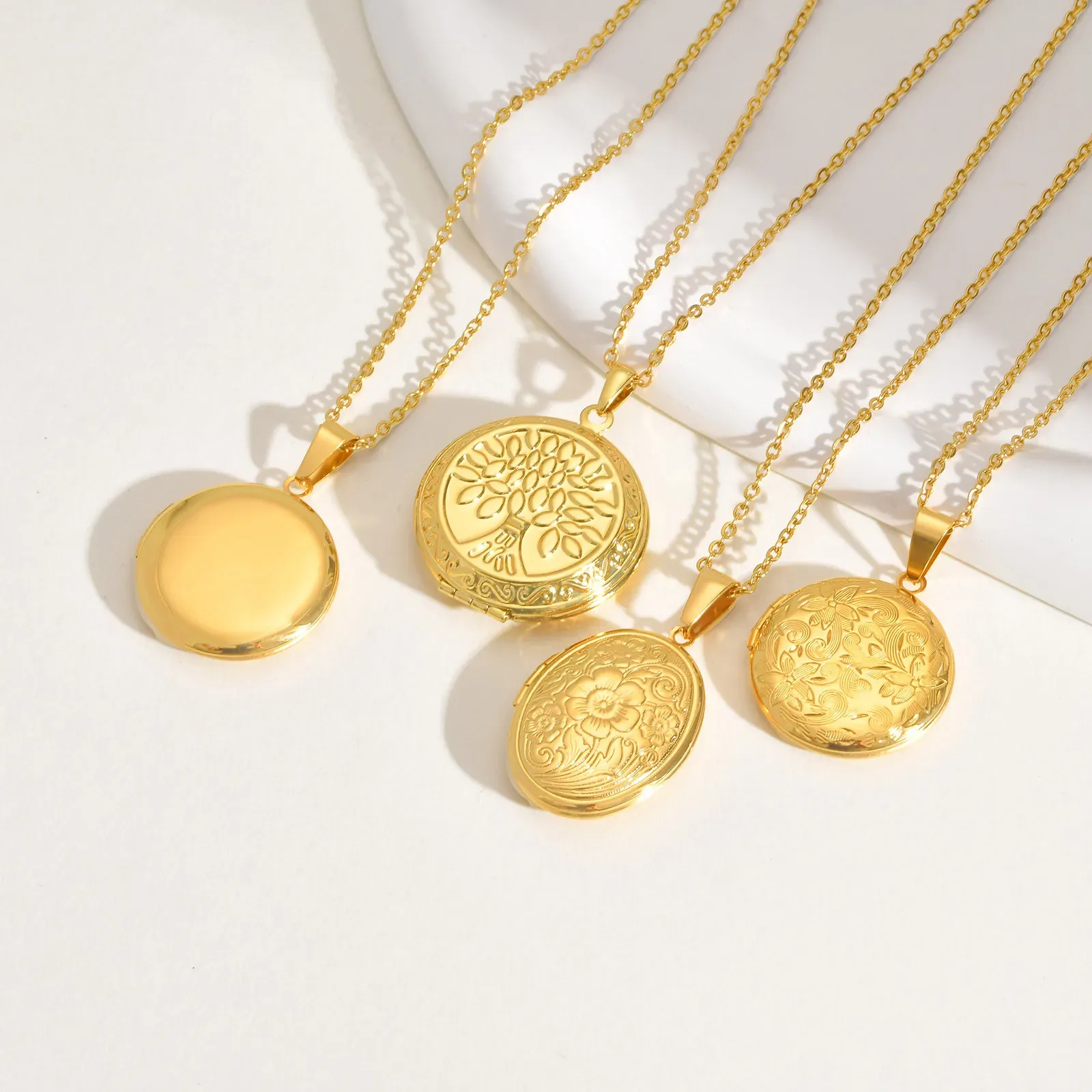 Vnox Heart Photo Locket Necklace with Custom Text