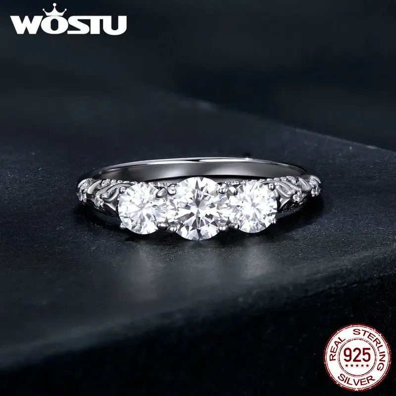 WOSTU 1.1CT Moissanite Sterling Silver Bridal Ring