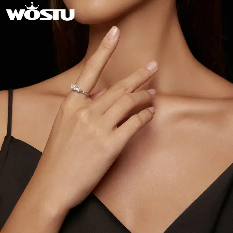 WOSTU 1.1CT Moissanite Sterling Silver Bridal Ring