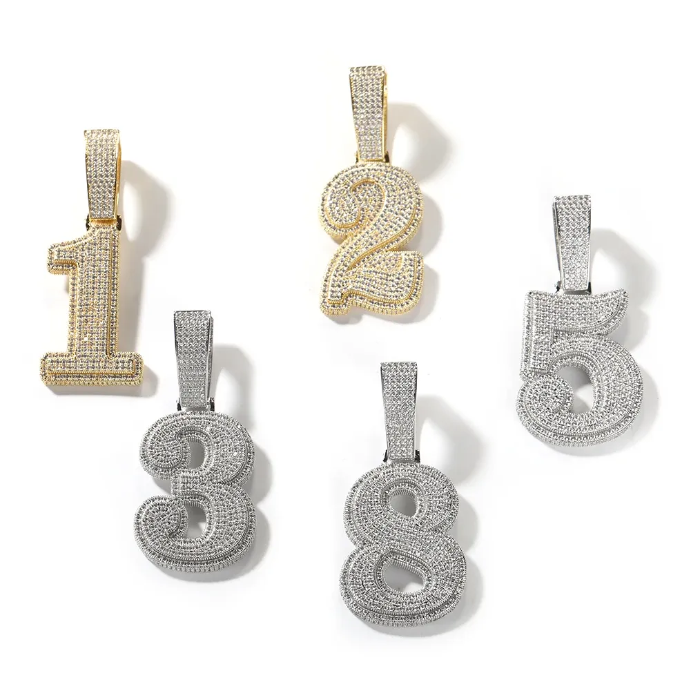 Lucky Number CZ Pendant Rope Chain Necklace