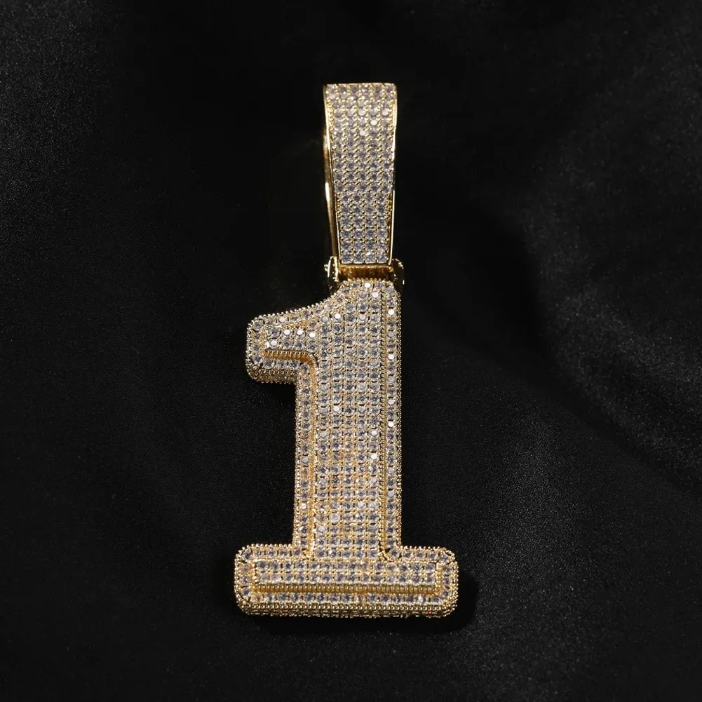 Lucky Number CZ Pendant Rope Chain Necklace