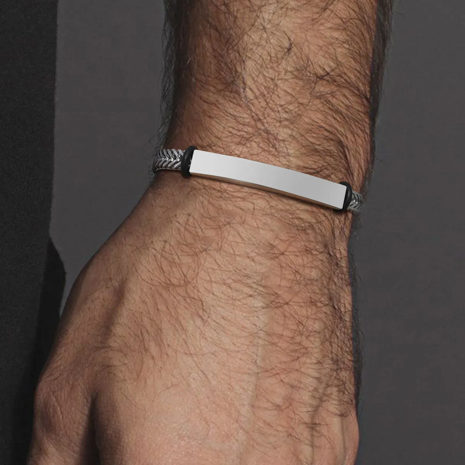Vnox Custom Stainless Steel Franco Chain Name Bracelet