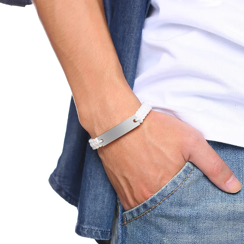 Vnox Adjustable Engraved Rope Bracelet