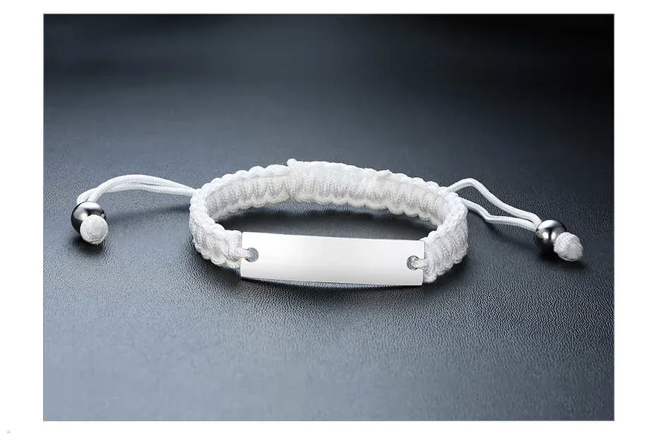 Vnox Adjustable Engraved Rope Bracelet