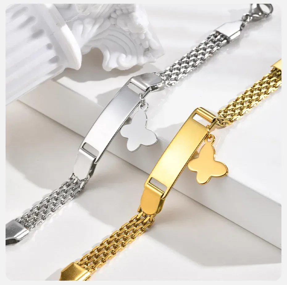 Vnox Custom Stainless Steel Name Bracelet for Kids