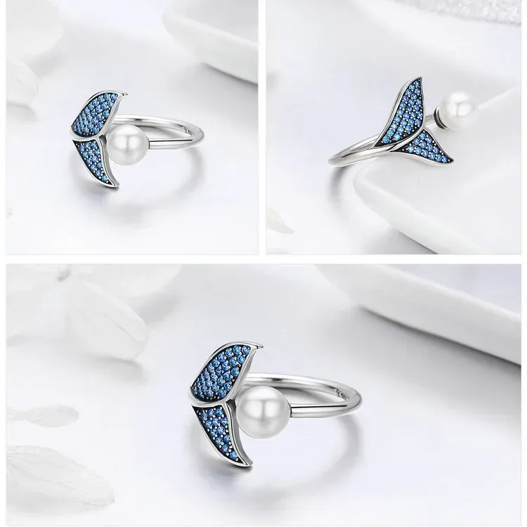 WOSTU Mermaid Tail Open Ring in 925 Sterling Silver