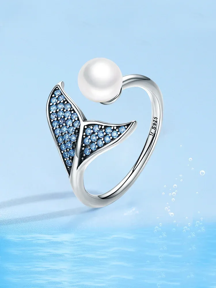 WOSTU Mermaid Tail Open Ring in 925 Sterling Silver