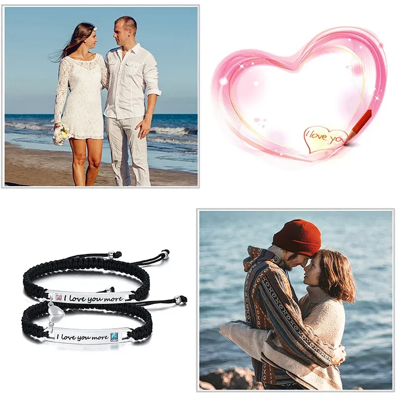 Vnox Custom Heart Rope Couple Bracelets