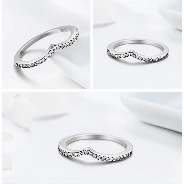 WOSTU 925 Sterling Silver Crown Wish Stackable Ring