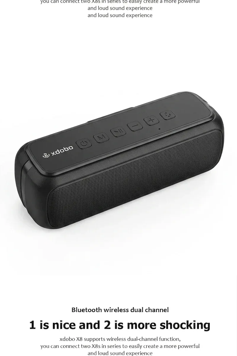 XDOBO X8 black portable Bluetooth speaker