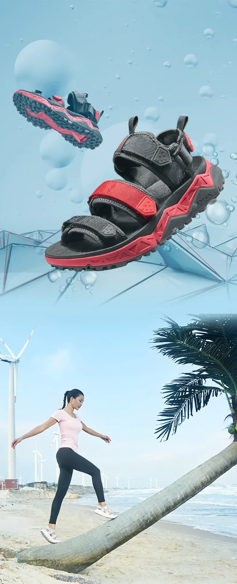 RAX Unisex Outdoor Hook-and-Loop Beach Sandals