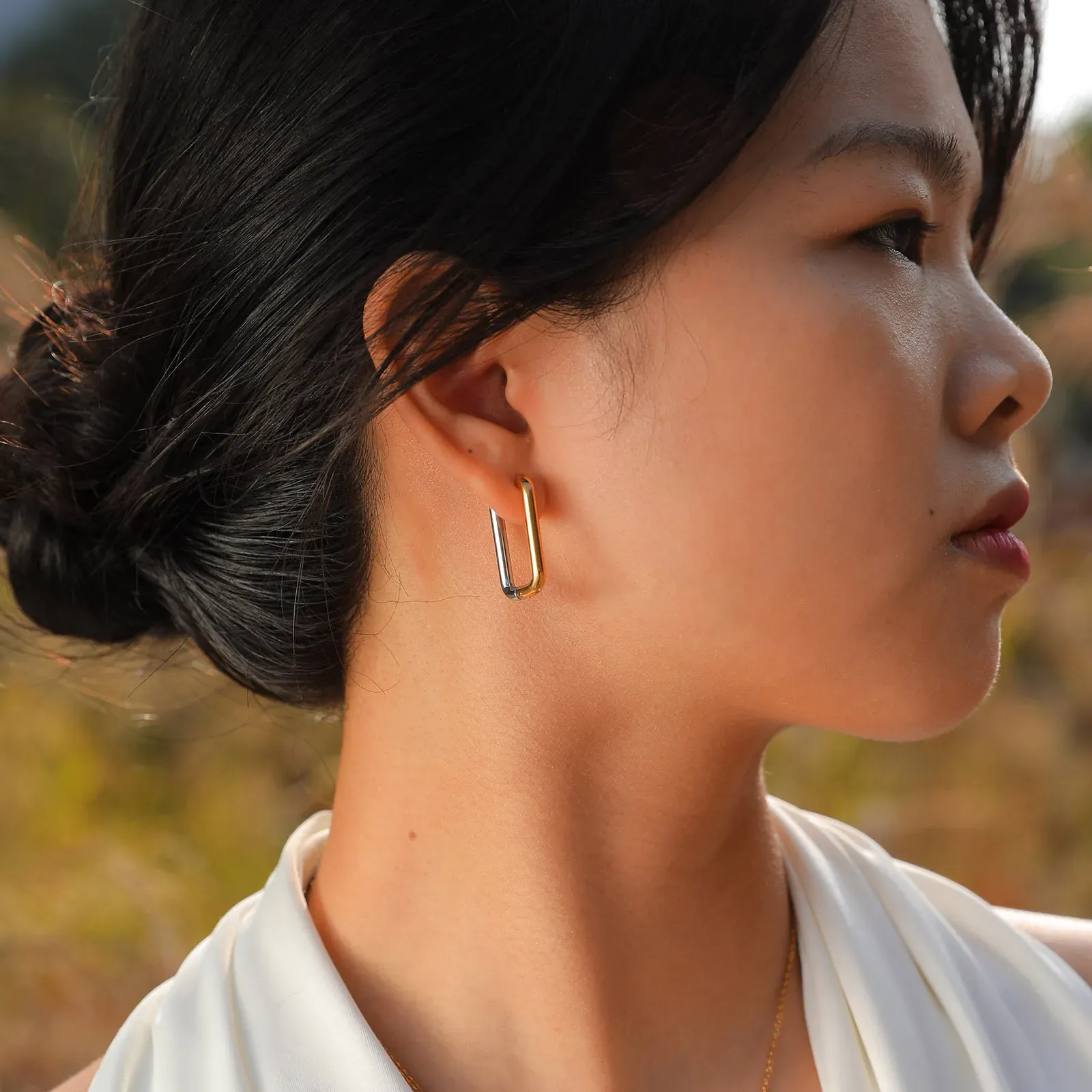 Vnox Waterproof Stainless Steel Geometric Hoop Earrings