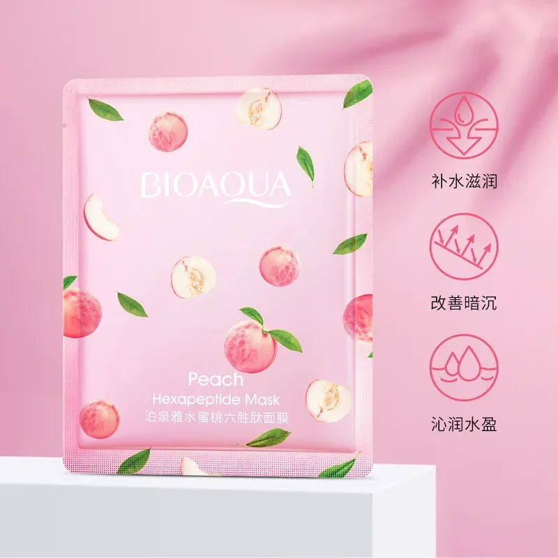 BIOAQUA Honey Peach Hydrating Sheet Mask Set, 10 Pieces