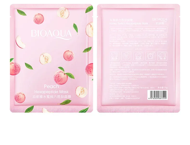 BIOAQUA Honey Peach Hydrating Sheet Mask Set, 10 Pieces
