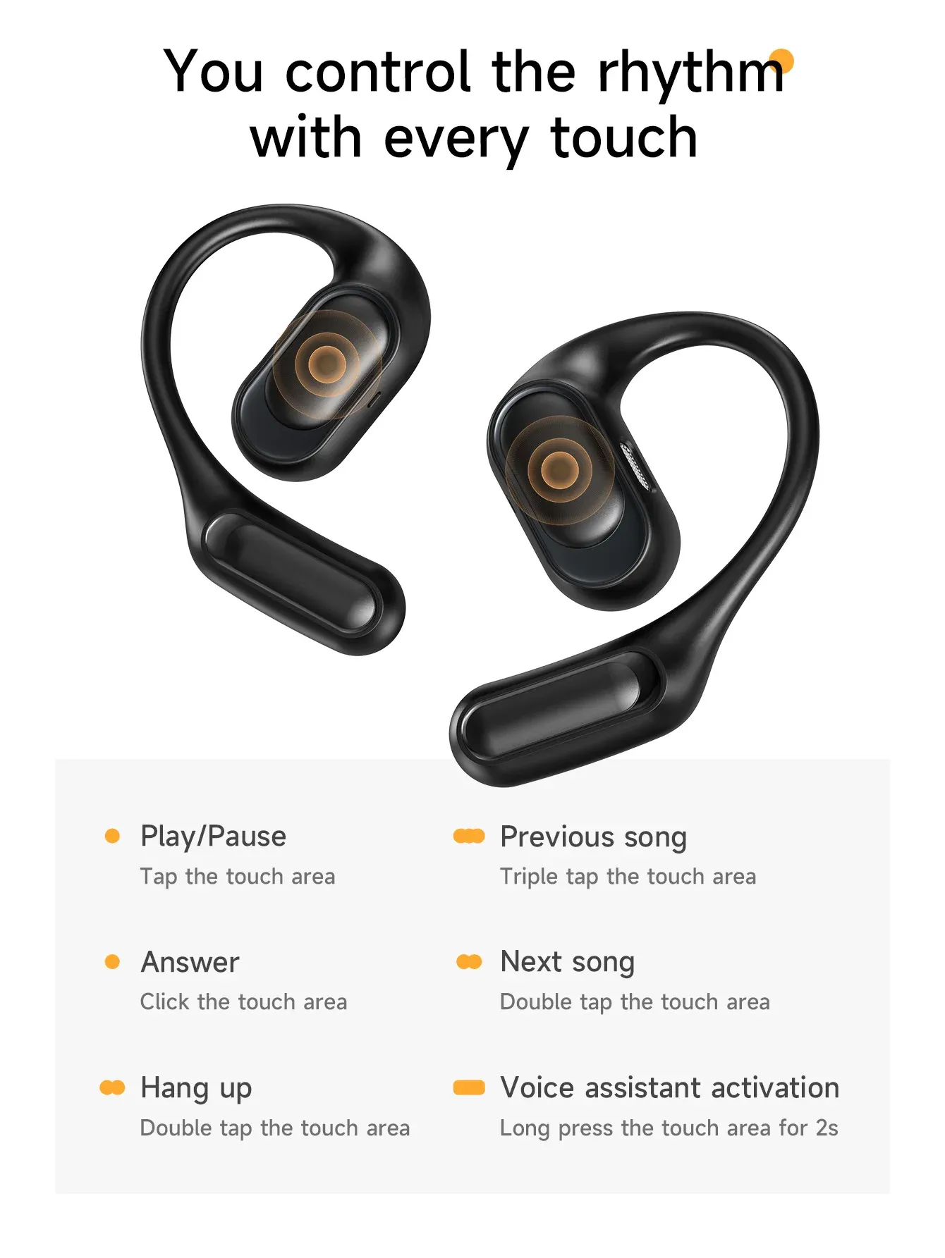 HOCO Open-Ear Bluetooth 5.4 Ear Hook Earbuds with Digital Display Case