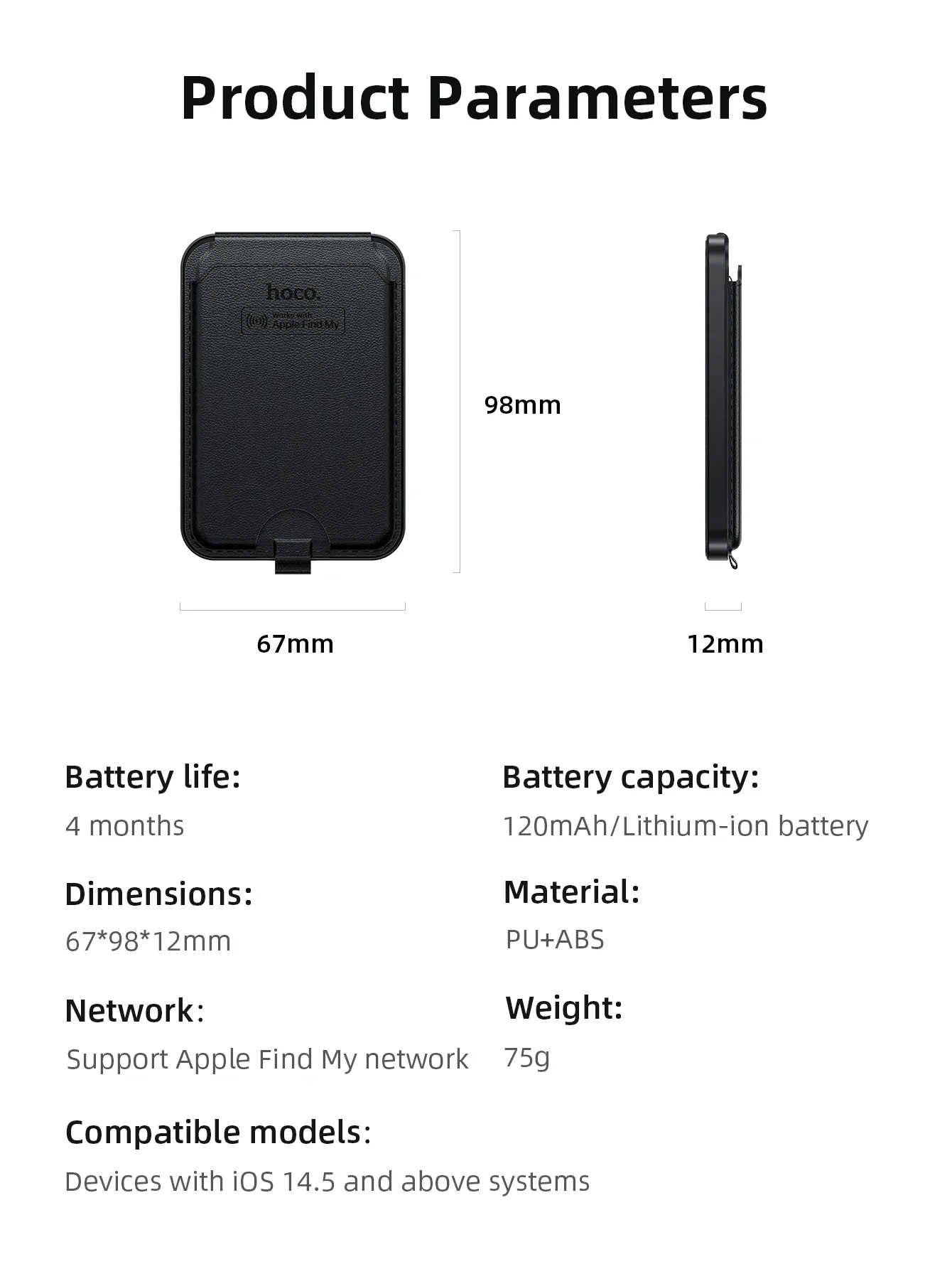 HOCO E91I Magnetic Wallet Stand with Apple Find My Locator