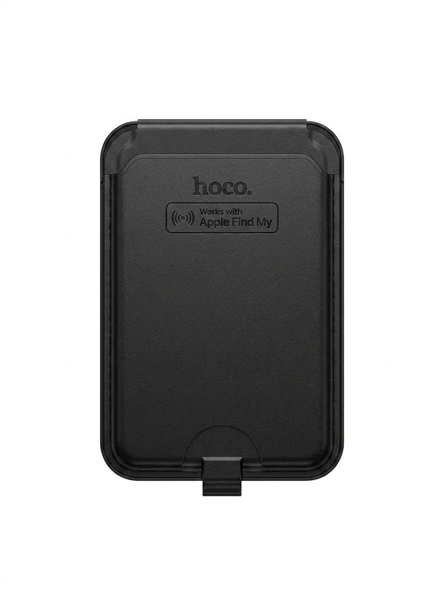 Black magnetic wallet stand with locator
