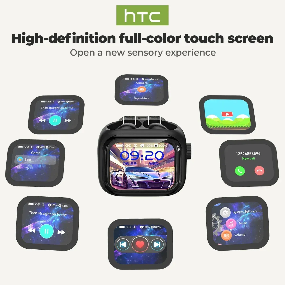 HTC NE40 AI Translation TWS Earbuds with Display Case