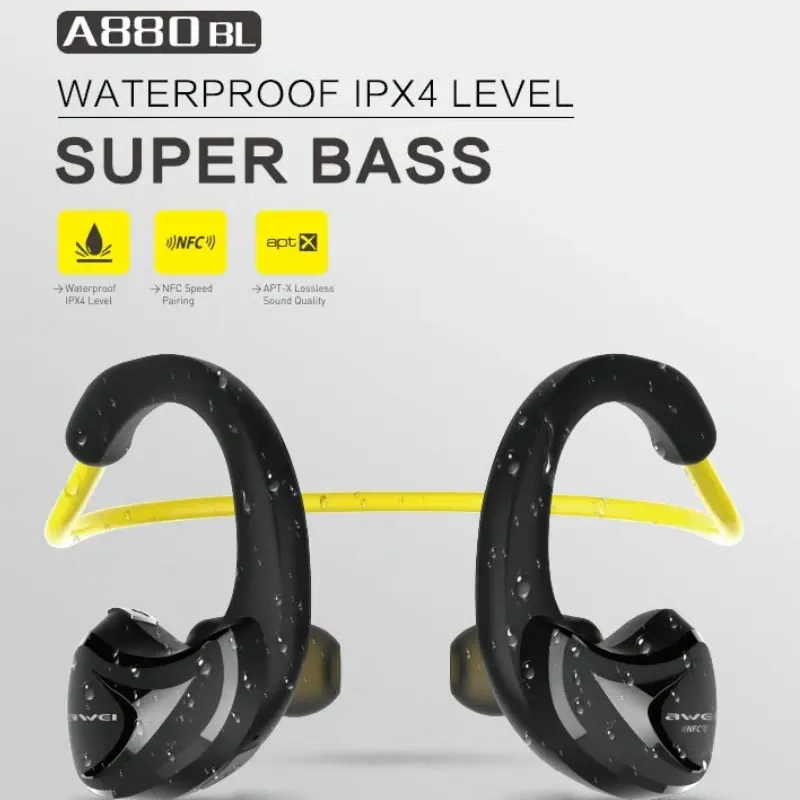 Awei A880BL Lightweight Sports Bluetooth Neckband Earphones