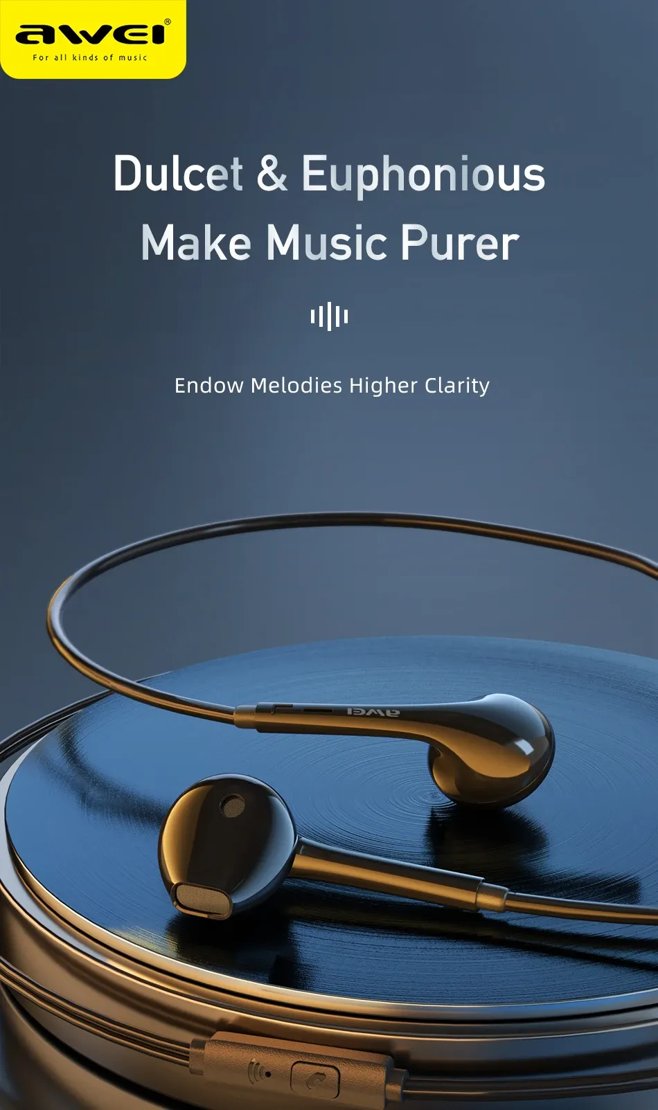 Awei PC-7T Wired In-Ear Headphones with Mic