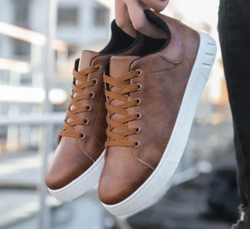 Men’s Casual Lace-Up Leather-Style Loafers