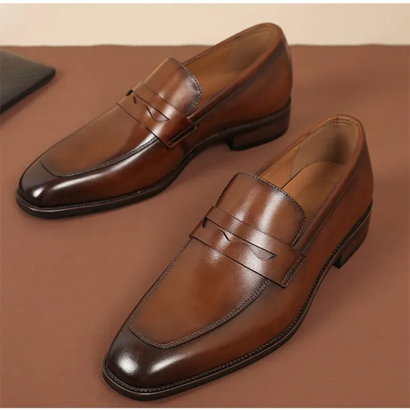 LEDP Genuine Leather Slip-On Formal Loafers