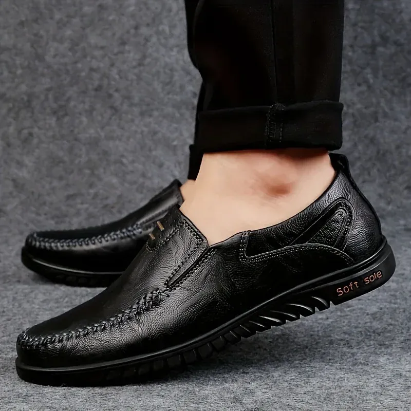 CLOHOO Men’s Slip-On Leather Loafers for Office Wear