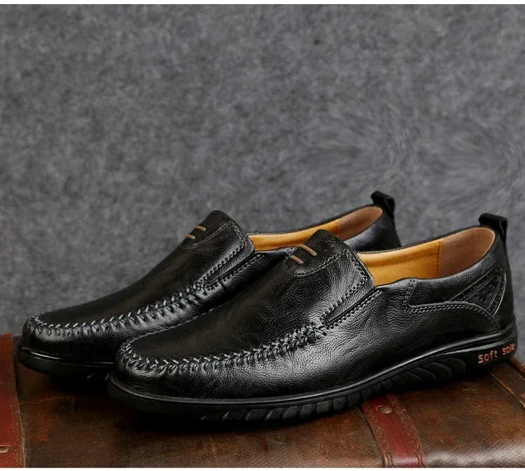 CLOHOO Men’s Slip-On Leather Loafers for Office Wear