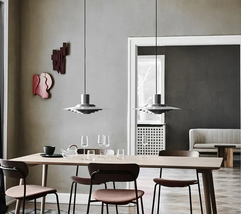 Art Deco White Silver E27 Cord Pendant Light
