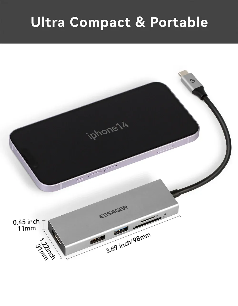 Essager 5-in-1 USB-C Hub with 4K HDMI and USB 3.0