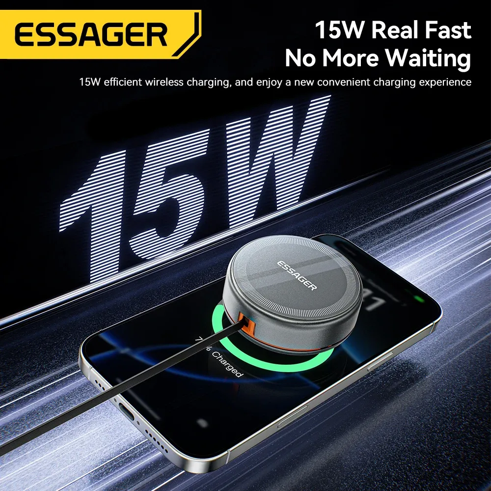 Essager 3-in-1 Magnetic Wireless Charging Stand with Retractable Type-C Cable