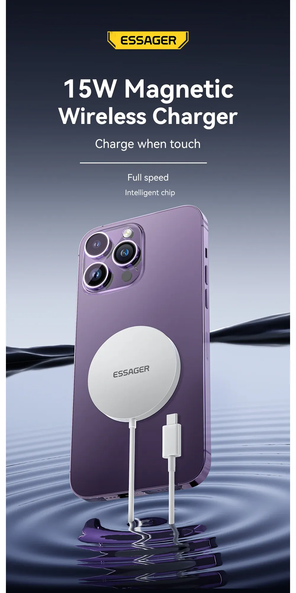 Essager 15W Magnetic Qi Wireless Charger with Cable
