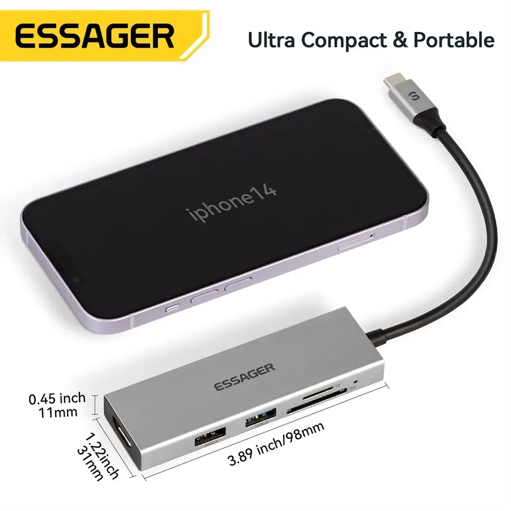 Essager 5-in-1 USB-C Hub with 4K HDMI and USB 3.0