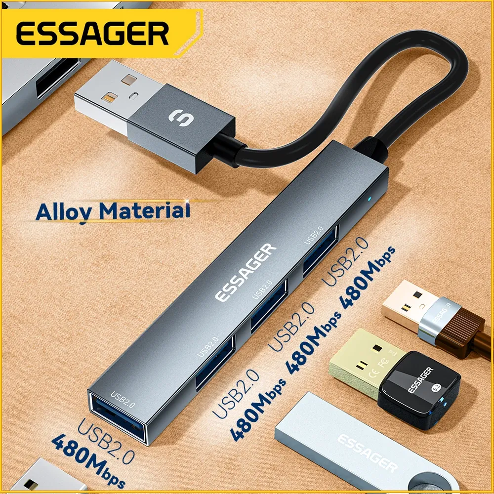 Essager 4-Port USB-C Hub Splitter for Everyday Laptop Expansion
