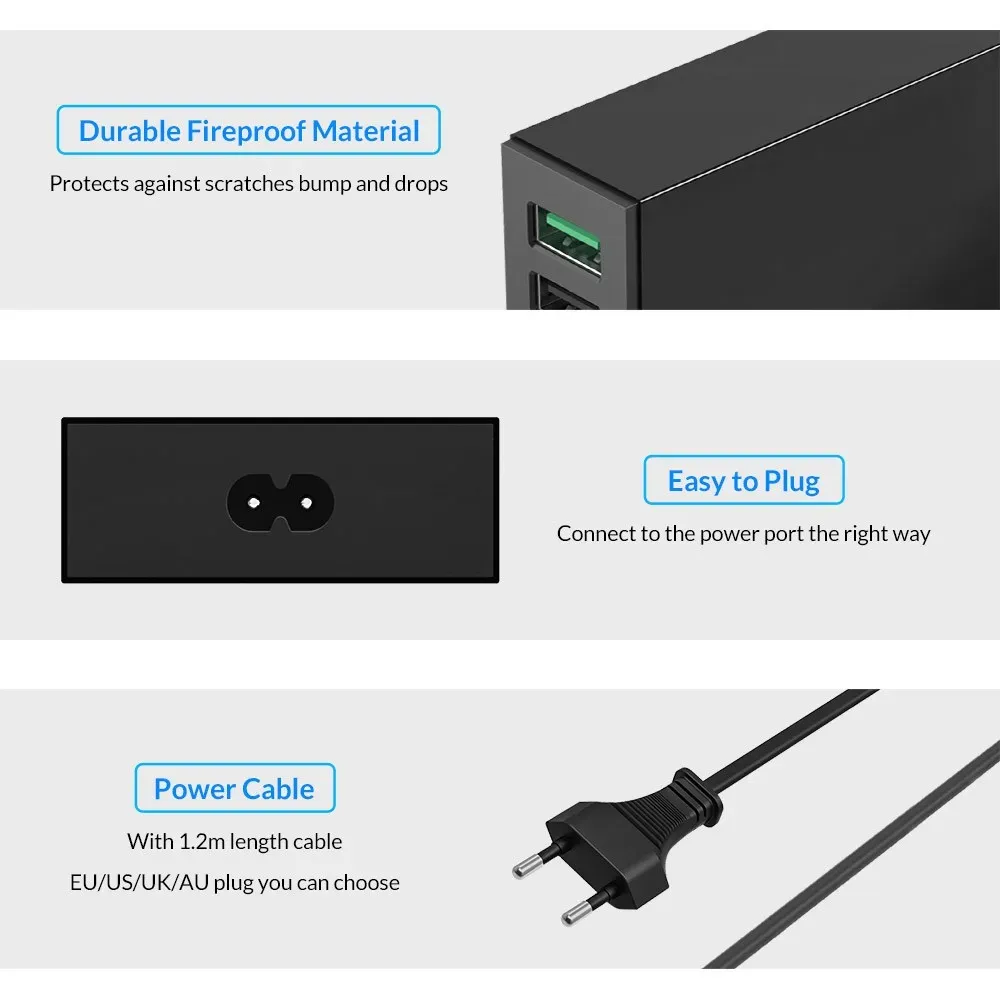 ORICO 6-Port QC2.0 Desktop Fast Charging Station 40W