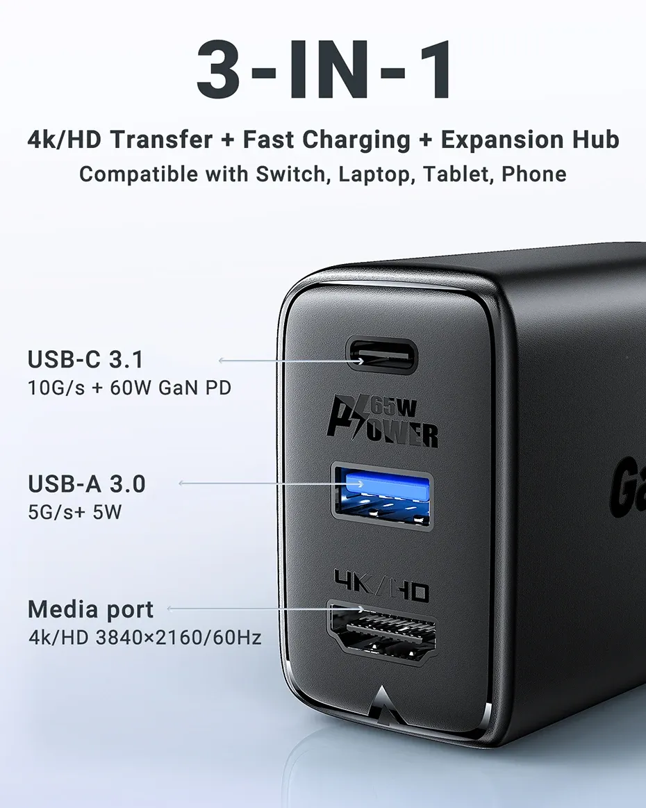 ACEFAST A17 65W GaN HDMI Dock Charger