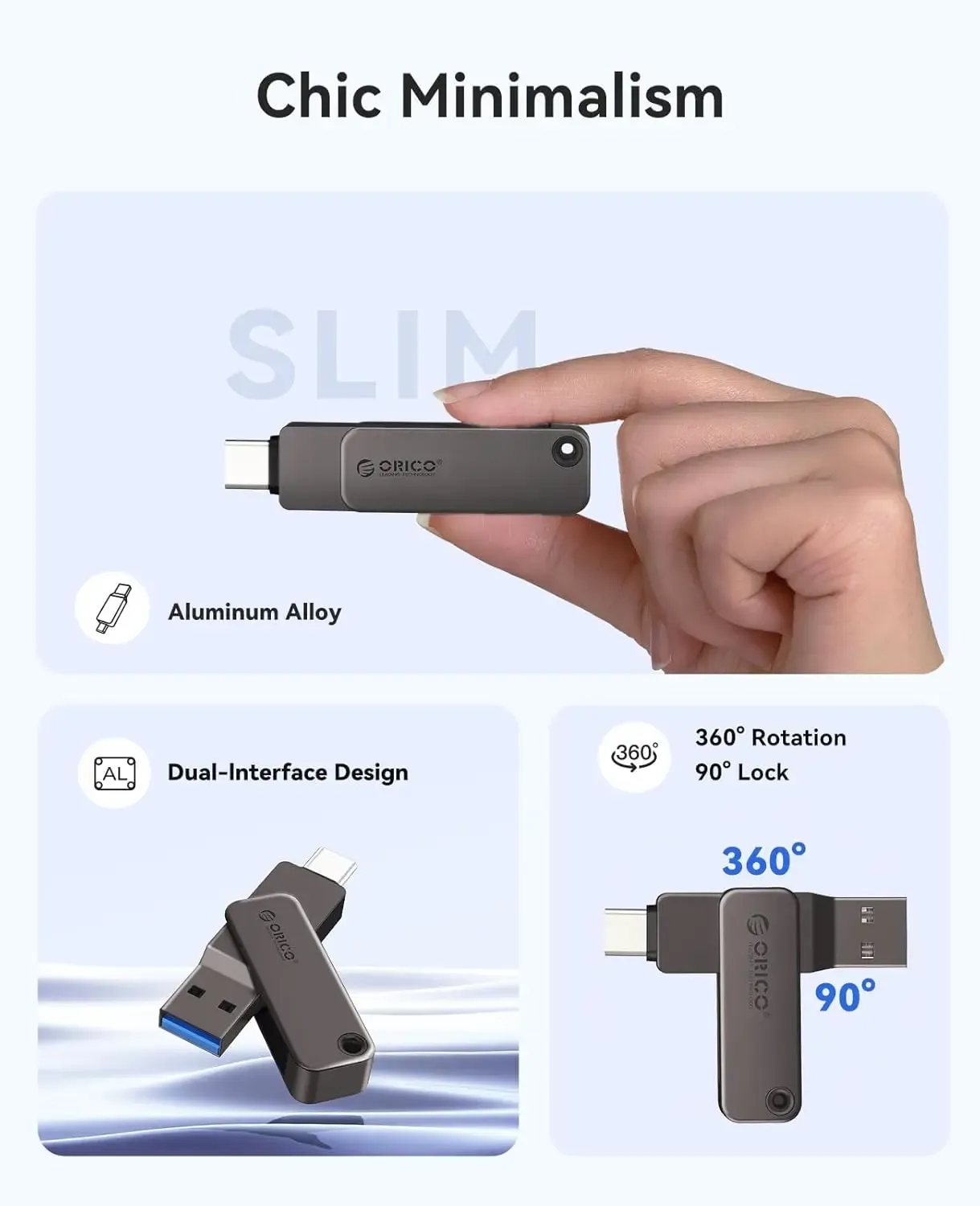 Orico Dual USB-C and USB-A Mini Flash Drive