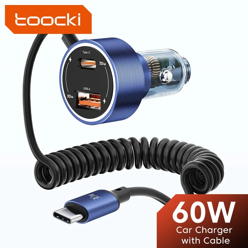 Toocki 60W USB Car Charger with Type-C Cable