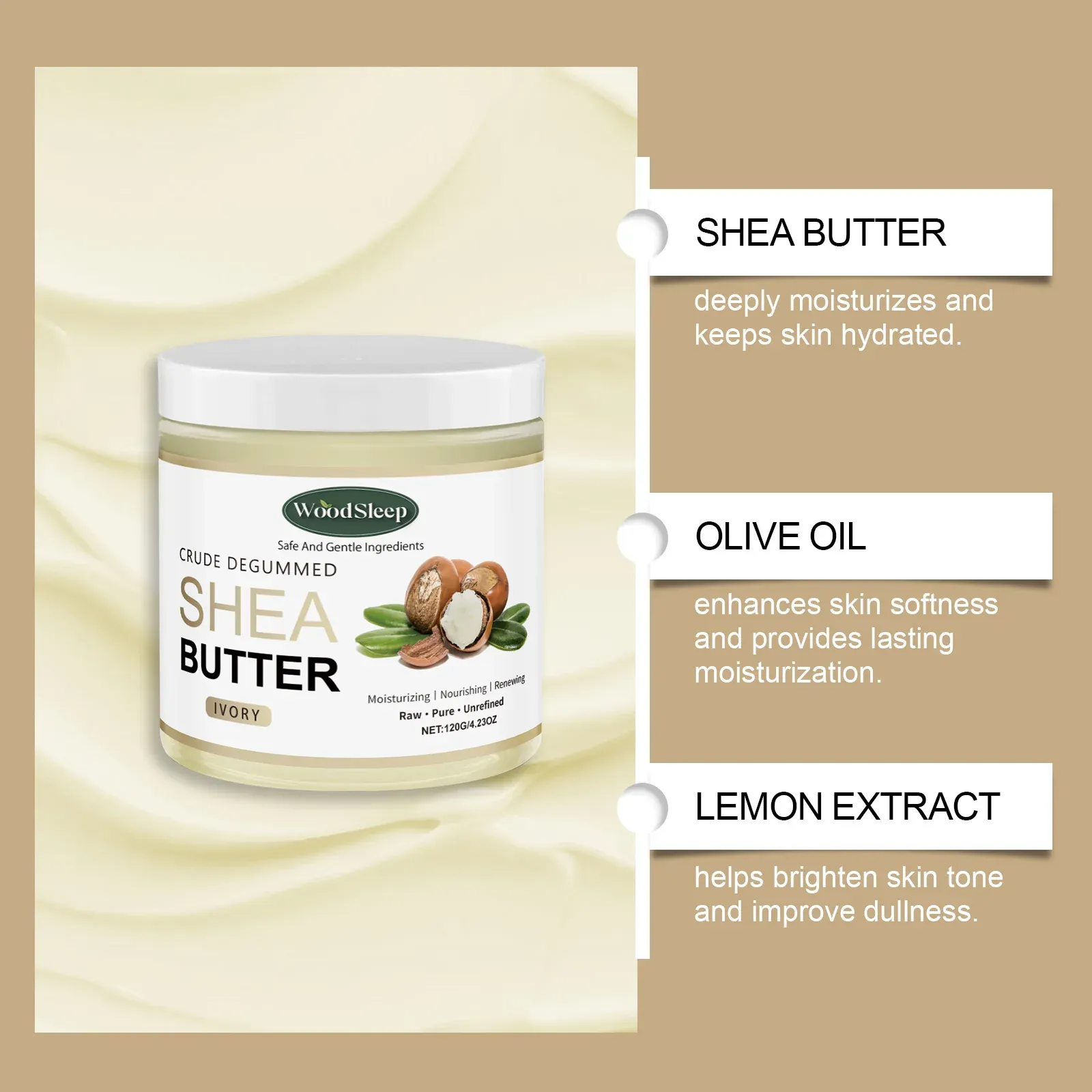 WOODSLEEP Shea Butter Body Cream for Dry Skin